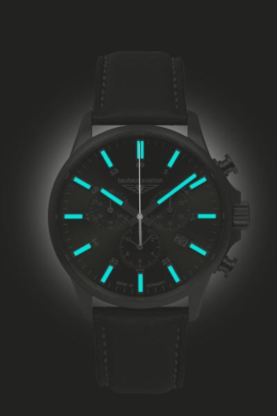 Bauhaus Aviation Herrenuhr Quarz Chronograph mit Lederarmband